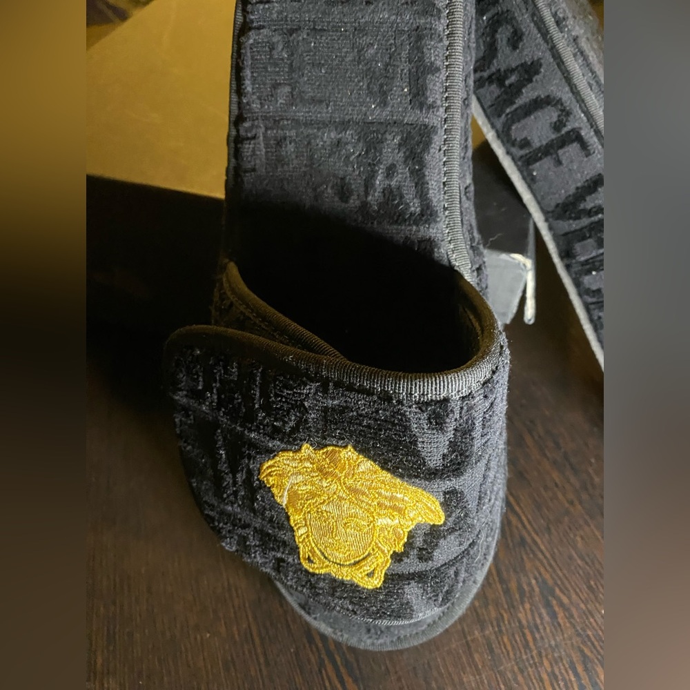 Versace Medusa Embroidered Slippers – Black – Size 45